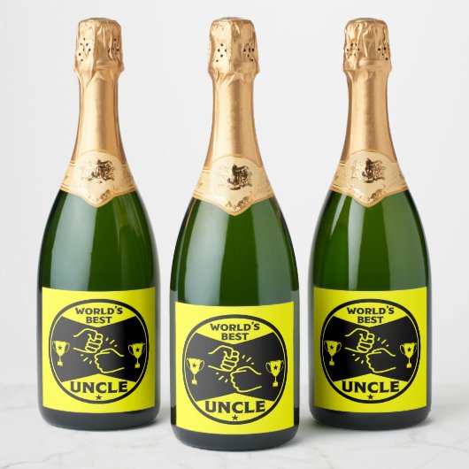 De wereld beste oom sparkling wijnetiket (Flessen)
