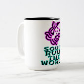 de wereld besturen tweekleurige koffiemok (Voorkant links)