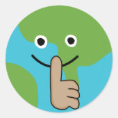 De wereld die hand in hand houdt in de buurt van m ronde sticker (Voorkant)