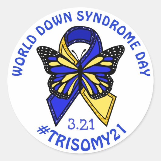De Wereld Down Syndrome Dag is 21 maart Ronde Sticker (Voorkant)