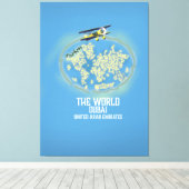 De Wereld Dubai Verenigde Arabische Emiraten kaart Canvas Afdruk (Insitu (Houten vloer))