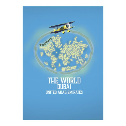 De Wereld Dubai Verenigde Arabische Emiraten kaart Foto Afdruk (Voorkant)