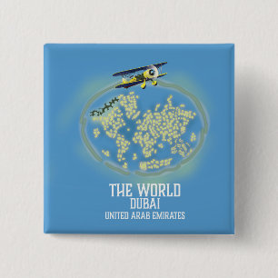 De wereld Dubai Verenigde Arabische Emiraten kaart Vierkante Button 5,1 Cm
