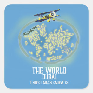 De Wereld Dubai Verenigde Arabische Emiraten kaart Vierkante Sticker