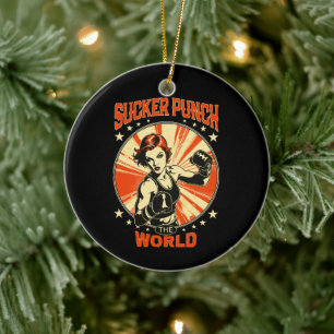 De Wereld een Slikstoot Geven Keramisch Ornament