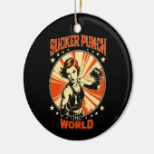 De Wereld een Slikstoot Geven Keramisch Ornament (Links)