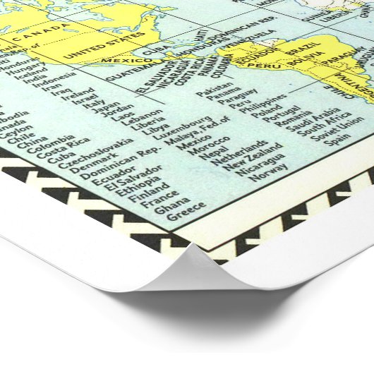 " De wereld: Gedetailleerde MAP 1960 ... Poster (Hoek)