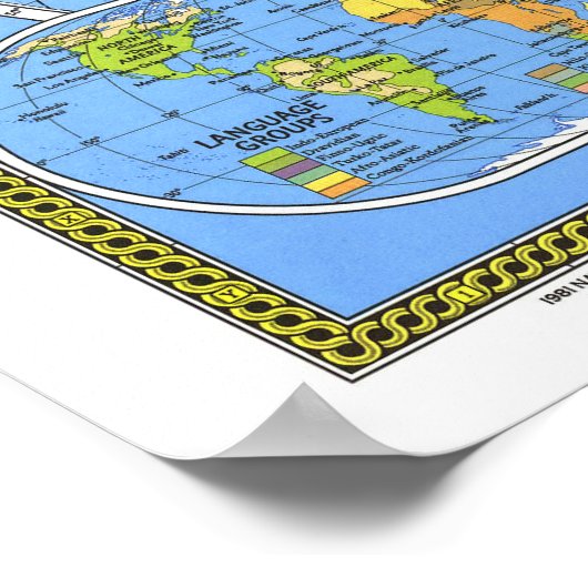 " De wereld: Gedetailleerde MAP 1981 ... Poster (Hoek)