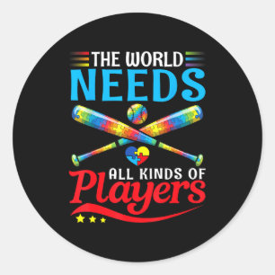 De Wereld Heeft Alle Soorten Spelers Honkbal Autis Ronde Sticker