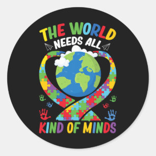 De wereld heeft alle soorten van minderheden nodig ronde sticker