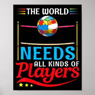 De wereld heeft allerlei soorten spelers volleybal poster