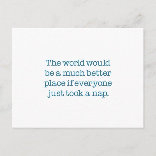 De wereld heeft een nap nodig briefkaart (Voorkant)