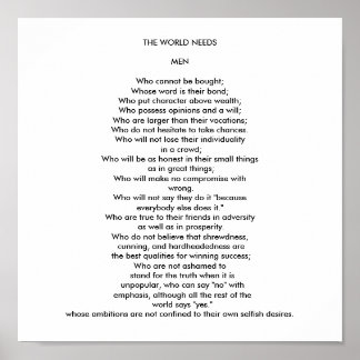 DE WERELD HEEFT MANNEN NODIG POSTER