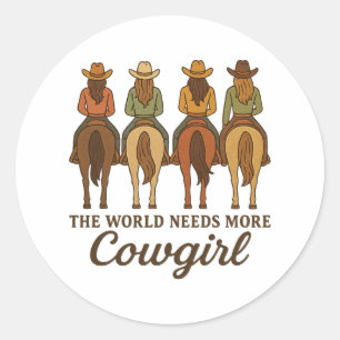 De Wereld Heeft Meer Cowgirls Western Country Meis Ronde Sticker