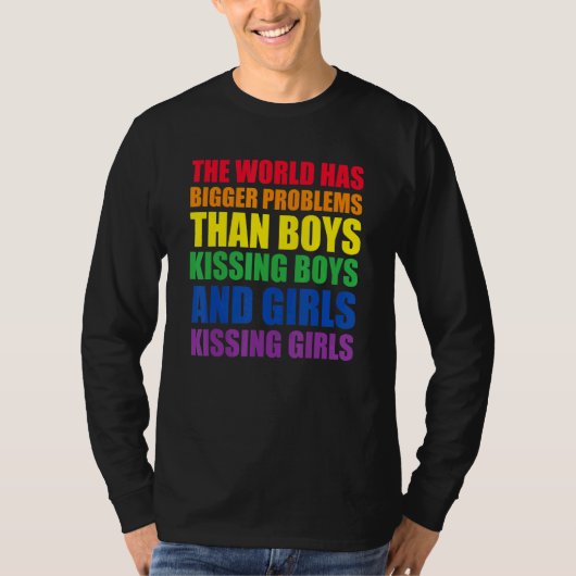 De wereld heeft steeds grotere problemen LGBT Q Pr T-shirt (Voorkant)