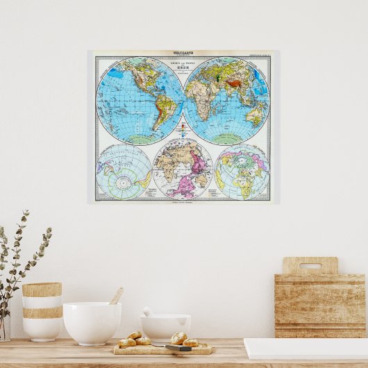 De wereld in 1891 poster (Keuken)