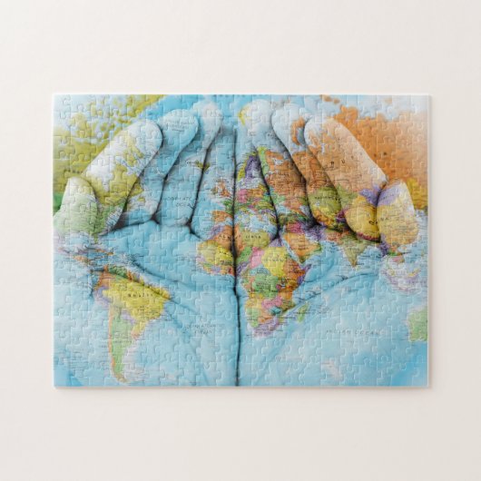 De wereld in handen Puzzle Legpuzzel (Horizontaal)