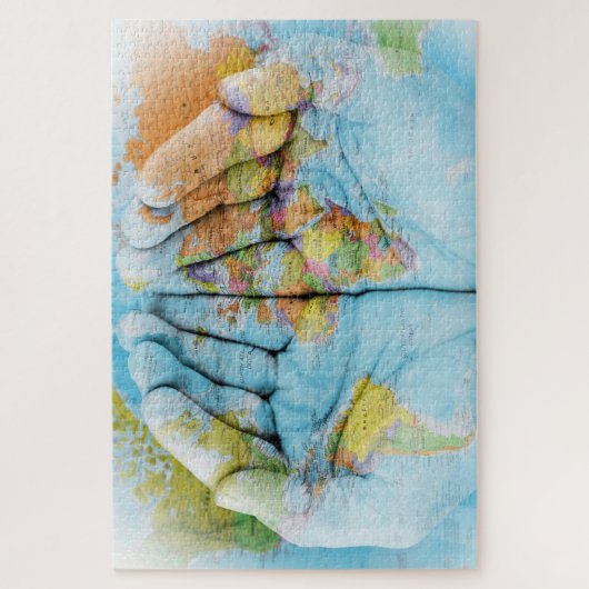 De wereld in handen Puzzle Legpuzzel (Verticaal)