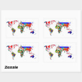 De wereld in vlaggen rechthoekige sticker (Vel)