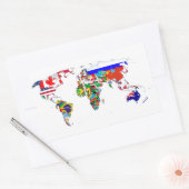 De wereld in vlaggen rechthoekige sticker (Envelop)