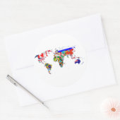 De wereld in vlaggen ronde sticker (Envelop)
