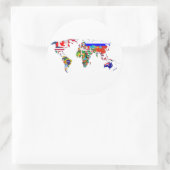 De wereld in vlaggen ronde sticker (Tas)