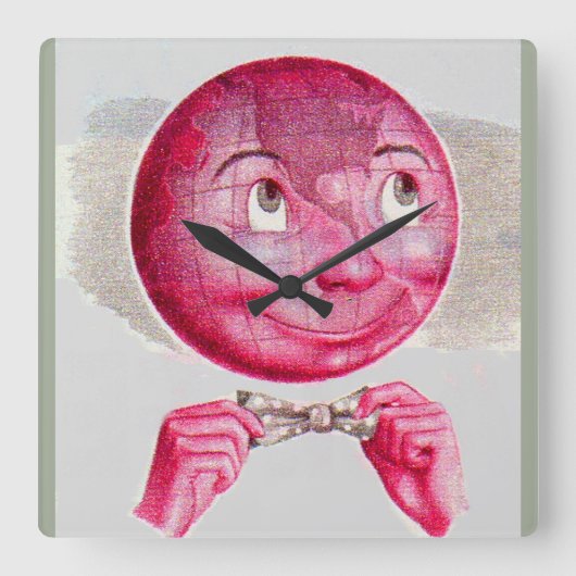 De wereld in zijn geest vierkante klok (Voorkant)