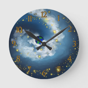 De wereld in zijn handen genummerd ronde klok