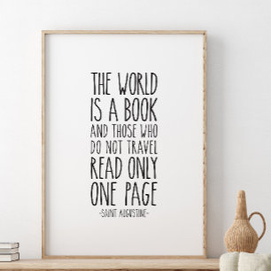 De wereld is een boek, citaat uit Saint Augustine Poster