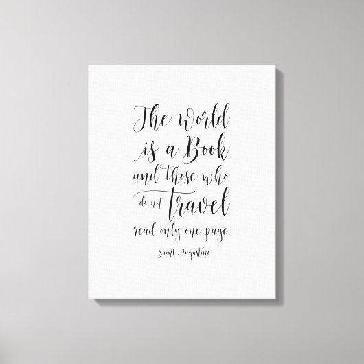 De wereld is een boek, Saint Augustine Quote Canvas Afdruk (Voorkant)