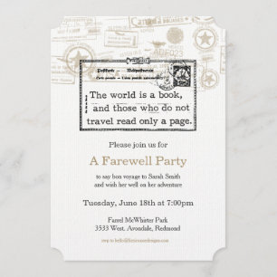 "De wereld is een boek" Vintage Travel Invitation Kaart