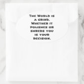 De wereld is een graan ovale sticker (Tas)