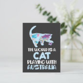 De wereld is een kat die Australië speelt die Humo Briefkaart (Staand voorkant)