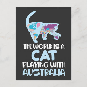 De wereld is een kat die Australië speelt die Humo Briefkaart