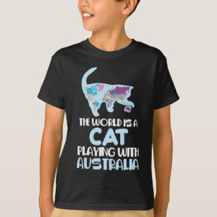 De wereld is een kat die Australië speelt die Humo T-shirt