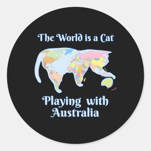 De wereld is een kattenspeelkaart ronde sticker (Voorkant)