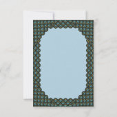 De wereld is een middeleeuwse blauw podium bedankkaart (Achterkant)