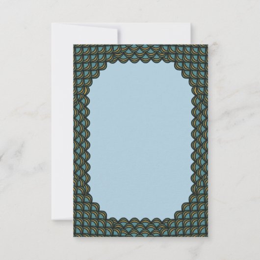 De wereld is een middeleeuwse blauw podium bedankkaart (Achterkant)