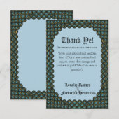 De wereld is een middeleeuwse blauw podium bedankkaart (Voorkant / Achterkant)