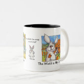 De wereld is een persoonlijk kind van mijn wortel tweekleurige koffiemok (Voorkant rechts)