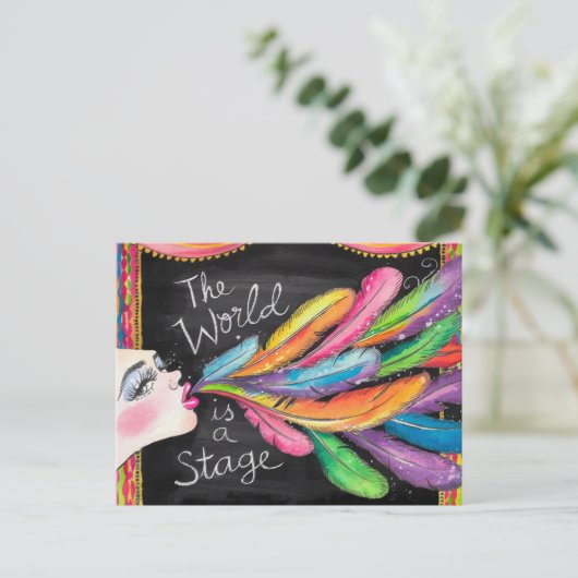 De wereld is een podium briefkaart (Staand voorkant)