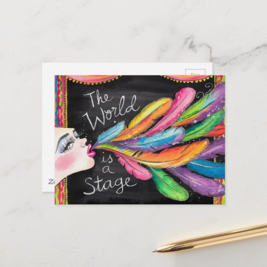 De wereld is een podium briefkaart (Voorkant / Achterkant in situ)