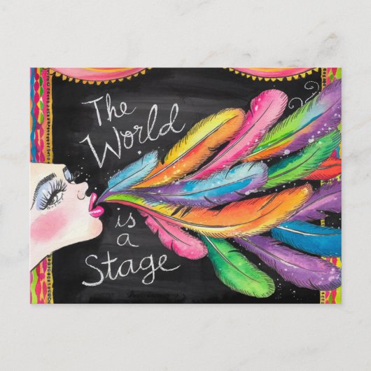 De wereld is een podium briefkaart (Voorkant)