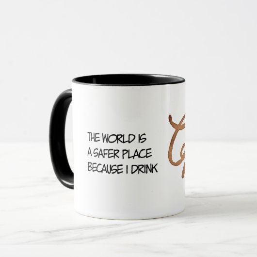 De wereld is een veiliger plek grappig mok (Voorkant links)