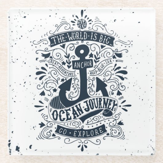 De wereld is groot - ga verkennen glazen onderzetter (Voorkant)