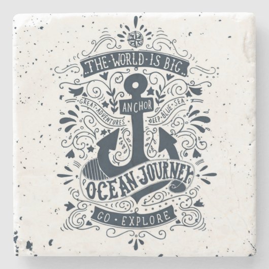 De wereld is groot - ga verkennen stenen onderzetter (Voorkant)