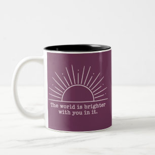 De wereld is helderder met jou erin Inspirerend Tweekleurige Koffiemok