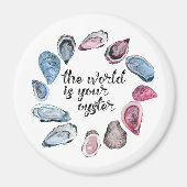 De wereld is je oester magneet (Voorkant)