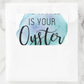 De wereld is je oester rechthoekige sticker (Tas)