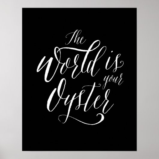De wereld is je Oyster, handgeschreven typografie Poster (Voorkant)